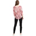 Coral Colored Hortensias Floral Photo Chiffon Quarter Sleeve Blouse View2