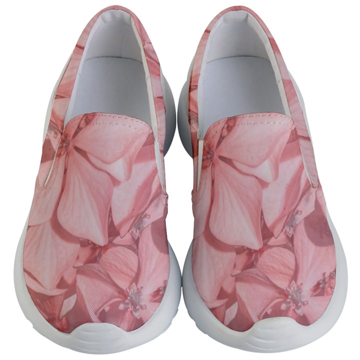 Coral Colored Hortensias Floral Photo Kids Lightweight Slip Ons