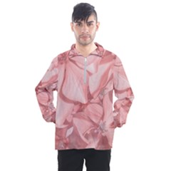 Coral Colored Hortensias Floral Photo Men s Half Zip Pullover by dflcprintsclothing