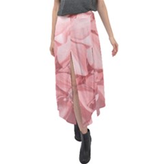 Coral Colored Hortensias Floral Photo Velour Split Maxi Skirt by dflcprintsclothing