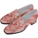 Coral Colored Hortensias Floral Photo Women s Chunky Heel Loafers View2