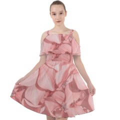 Coral Colored Hortensias Floral Photo Cut Out Shoulders Chiffon Dress by dflcprintsclothing