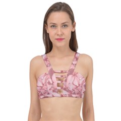 Coral Colored Hortensias Floral Photo Cage Up Bikini Top by dflcprintsclothing