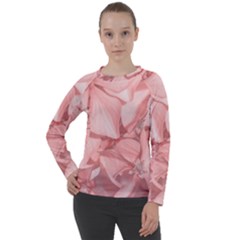 Coral Colored Hortensias Floral Photo Women s Long Sleeve Raglan Tee