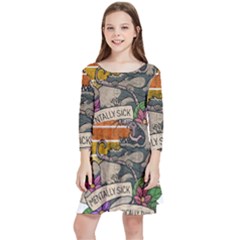 Possum - Mentally Sick Physically Thick Kids  Quarter Sleeve Skater Dress