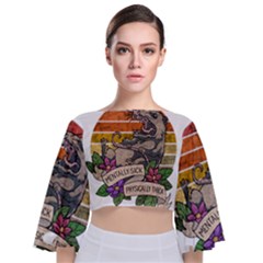 Possum - Mentally Sick Physically Thick Tie Back Butterfly Sleeve Chiffon Top by Valentinaart