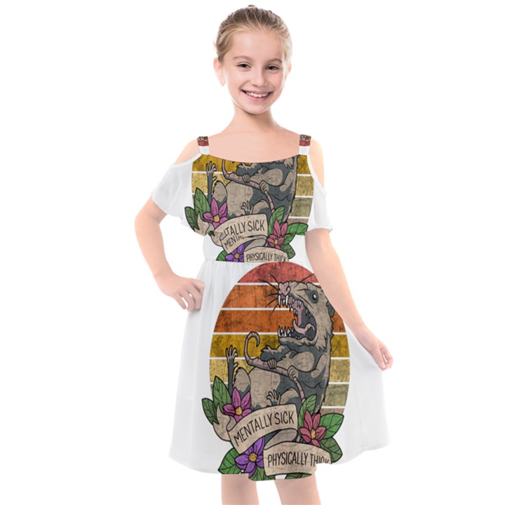 Possum - Mentally Sick Physically Thick Kids  Cut Out Shoulders Chiffon Dress