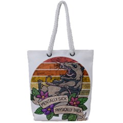 Possum - Mentally Sick Physically Thick Full Print Rope Handle Tote (small) by Valentinaart