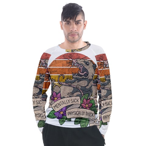 Possum - Mentally Sick Physically Thick Men s Long Sleeve Raglan Tee by Valentinaart