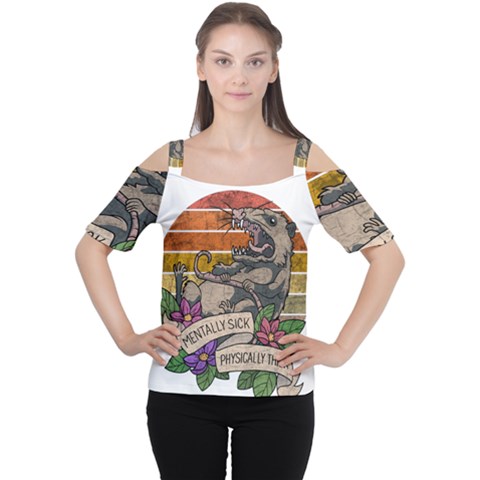 Possum - Mentally Sick Physically Thick Cutout Shoulder Tee by Valentinaart