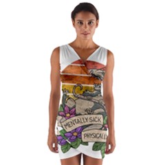 Possum - Mentally Sick Physically Thick Wrap Front Bodycon Dress by Valentinaart