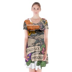 Possum - Mentally Sick Physically Thick Short Sleeve V-neck Flare Dress by Valentinaart