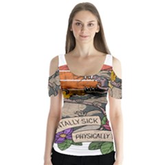 Possum - Mentally Sick Physically Thick Butterfly Sleeve Cutout Tee 