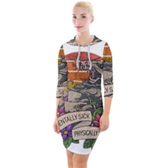 Possum - Mentally Sick Physically Thick Quarter Sleeve Hood Bodycon Dress by Valentinaart