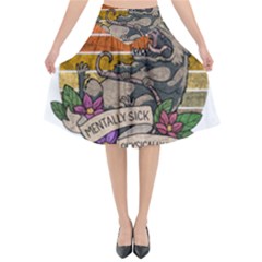 Possum - Mentally Sick Physically Thick Flared Midi Skirt by Valentinaart