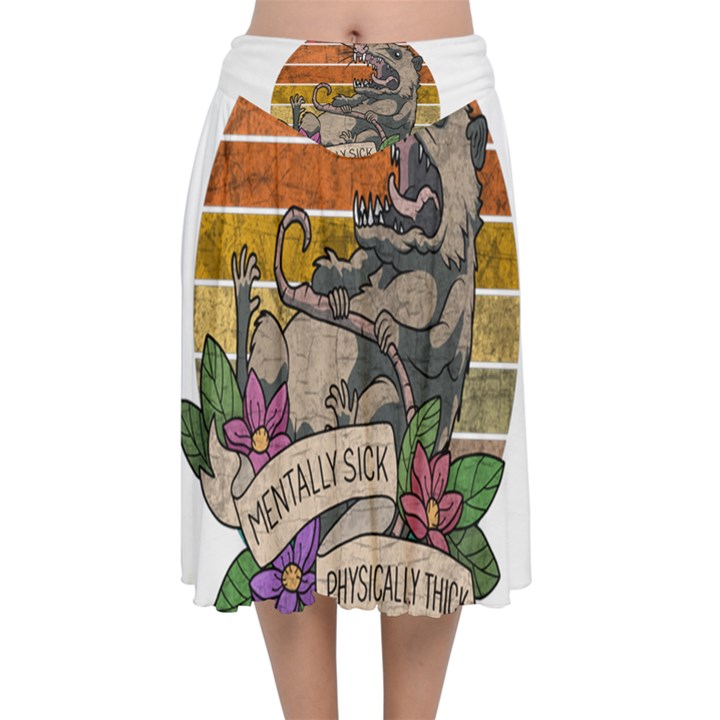 Possum - Mentally Sick Physically Thick Velvet Flared Midi Skirt