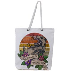 Possum - Mentally Sick Physically Thick Full Print Rope Handle Tote (large) by Valentinaart