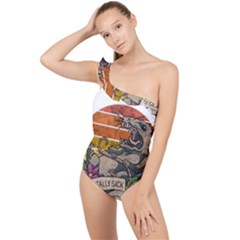 Possum - Mentally Sick Physically Thick Frilly One Shoulder Swimsuit