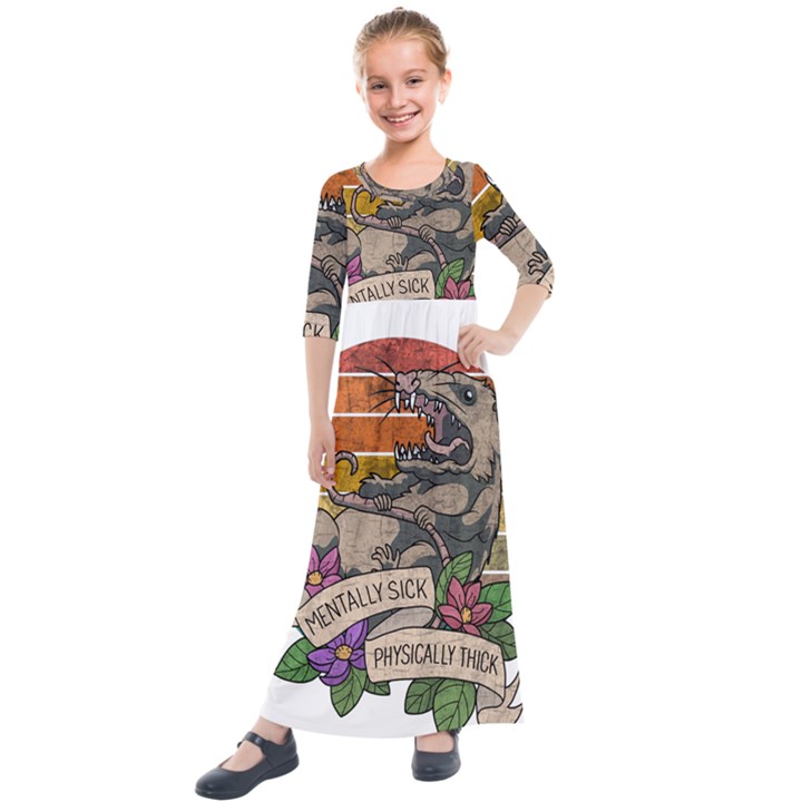 Possum - Mentally Sick Physically Thick Kids  Quarter Sleeve Maxi Dress