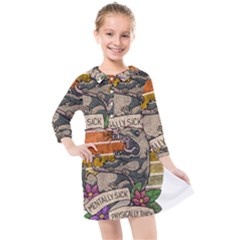 Possum - Mentally Sick Physically Thick Kids  Quarter Sleeve Shirt Dress by Valentinaart