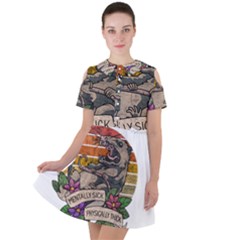 Possum - Mentally Sick Physically Thick Short Sleeve Shoulder Cut Out Dress  by Valentinaart