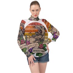 Possum - Mentally Sick Physically Thick High Neck Long Sleeve Chiffon Top by Valentinaart