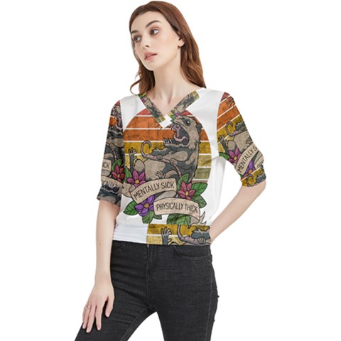 Possum - Mentally Sick Physically Thick Quarter Sleeve Blouse by Valentinaart