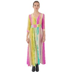 Colorful Streaked Stripes Button Up Boho Maxi Dress