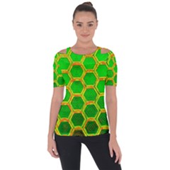 Hexagon Windows Shoulder Cut Out Short Sleeve Top by essentialimage