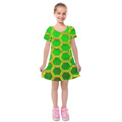 Hexagon Windows Kids  Short Sleeve Velvet Dress by essentialimage