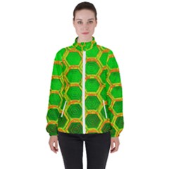 Hexagon Windows Women s High Neck Windbreaker by essentialimage