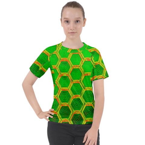 Hexagon Windows Women s Sport Raglan Tee by essentialimage