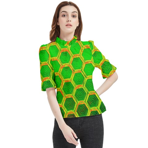 Hexagon Windows Frill Neck Blouse by essentialimage