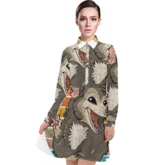 Possum - Be Urself Long Sleeve Chiffon Shirt Dress by Valentinaart