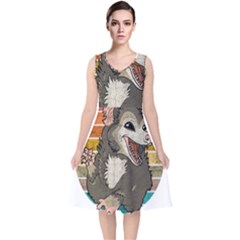 Possum - Be Urself V-neck Midi Sleeveless Dress 