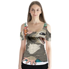 Possum - Be Urself Butterfly Sleeve Cutout Tee 