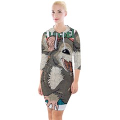 Possum - Be Urself Quarter Sleeve Hood Bodycon Dress by Valentinaart