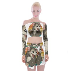 Possum - Be Urself Off Shoulder Top With Mini Skirt Set by Valentinaart