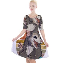 Possum - Be Urself Quarter Sleeve A-line Dress by Valentinaart