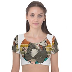 Possum - Be Urself Velvet Short Sleeve Crop Top  by Valentinaart