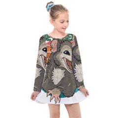 Possum - Be Urself Kids  Long Sleeve Dress by Valentinaart