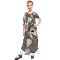 Possum - Be Urself Kids  Quarter Sleeve Maxi Dress by Valentinaart