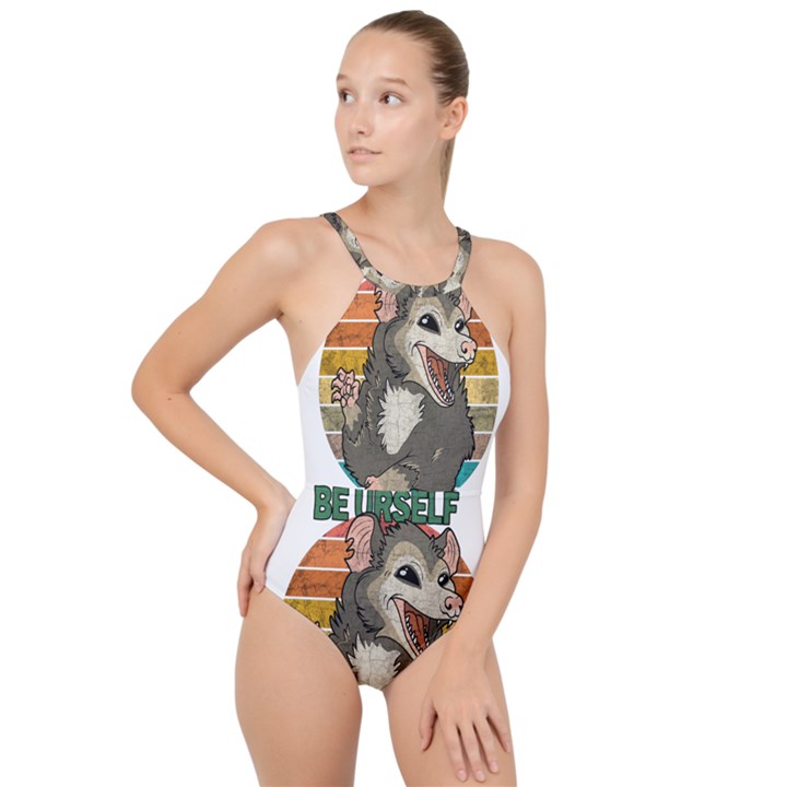 Possum - Be Urself High Neck One Piece Swimsuit