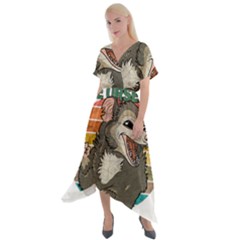 Possum - Be Urself Cross Front Sharkbite Hem Maxi Dress by Valentinaart