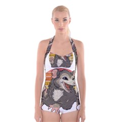 Possum  Boyleg Halter Swimsuit  by Valentinaart