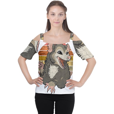 Possum  Cutout Shoulder Tee by Valentinaart