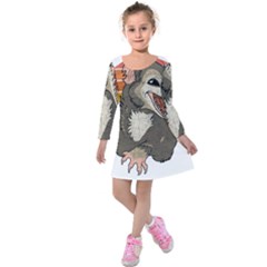 Possum  Kids  Long Sleeve Velvet Dress by Valentinaart