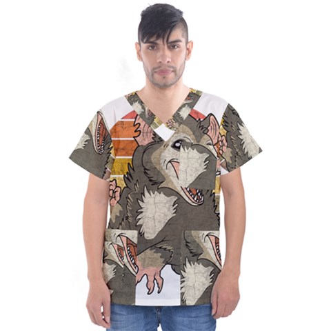 Possum  Men s V-neck Scrub Top by Valentinaart