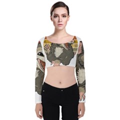 Possum  Velvet Long Sleeve Crop Top by Valentinaart