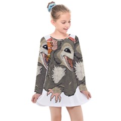 Possum  Kids  Long Sleeve Dress by Valentinaart